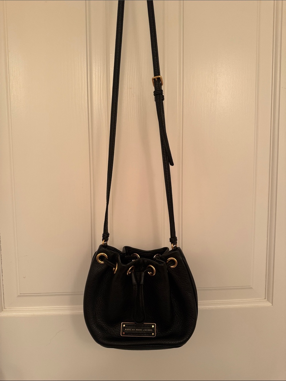Marc by Marc Jacobs Black Leather Drawstring Crossbody